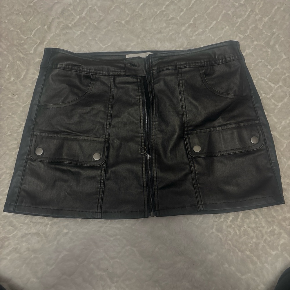 No Boundaries Black Faux Leather Mini Skirt